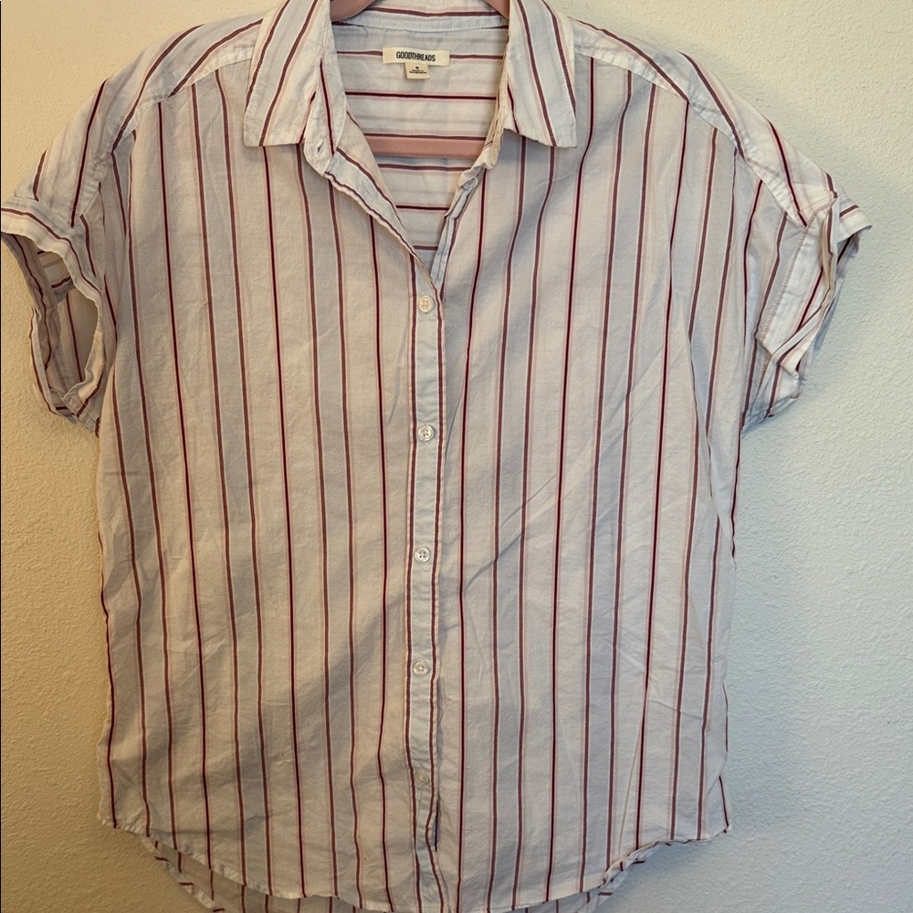 Good Threads White and Red Striped Shirt
